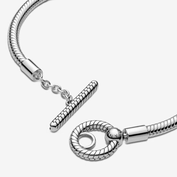 Pandora Moments T-Bar Snake Chain Bracelet 18cm /7.2 inch - Picture 9 of 10